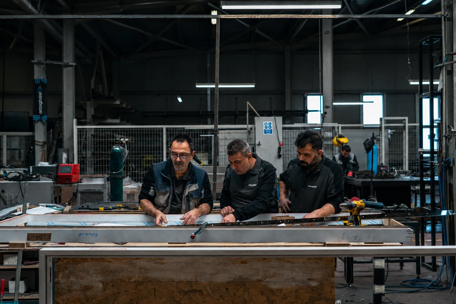 Precision laser cutting inside the production facility
